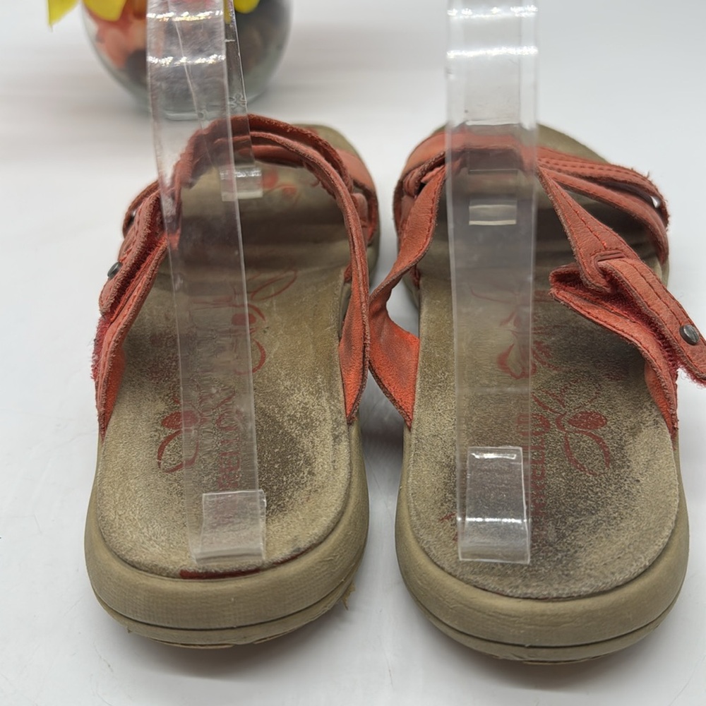 Merrell Wild Poppy Light Red Leather Slip On Sandal Size 9 MR7293A - Picture 3 of 7